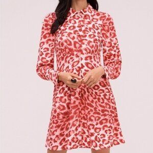 KATE SPADE NEW YORK Panthera Shirtdress in Pink Leopard Print Size 2 NWOT